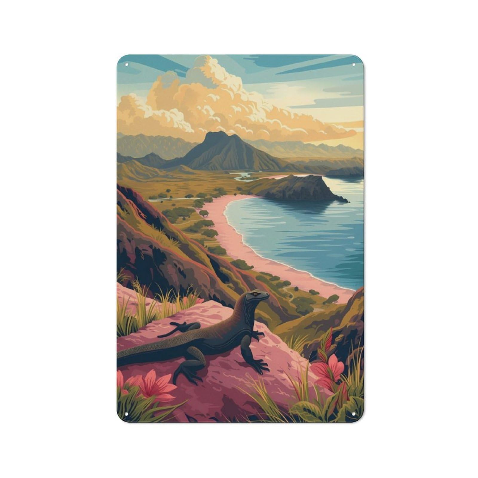Junmoney Komodo Island Vintage Tin Sign 30X20cm For Guest Room Or Hallway, Suited To Home Decor Collectors