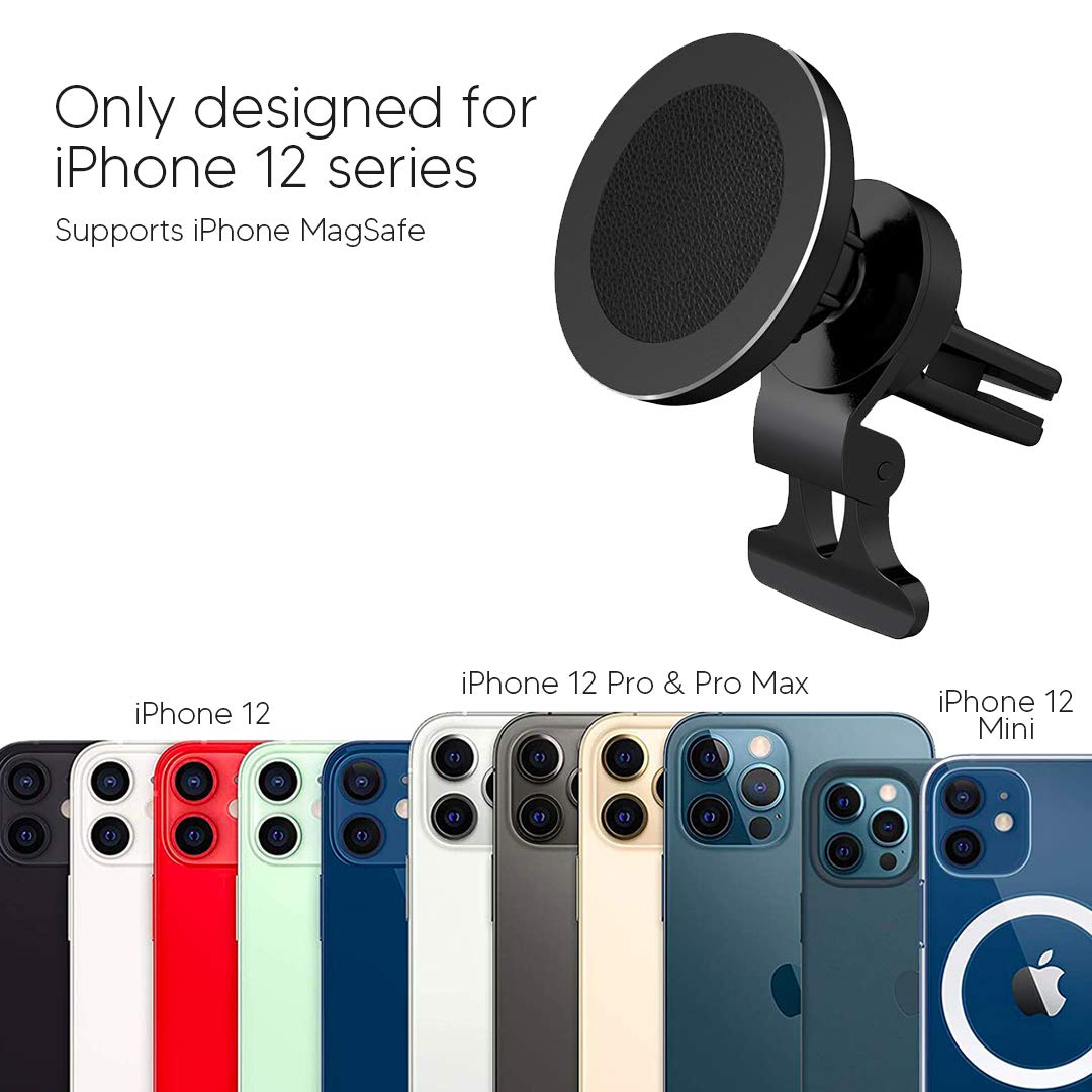 TALK WORKS Air Vent Car Mount Compatible w/iPhone 15/15 Pro/15 Pro Max, 14/14 Plus/14 Pro/14 Pro Max, 13/Mini/Pro/Pro Max, 12/Mini/Pro/Max, MagSafe Smartphone Cases - Magnetic Holder Stand (Black)