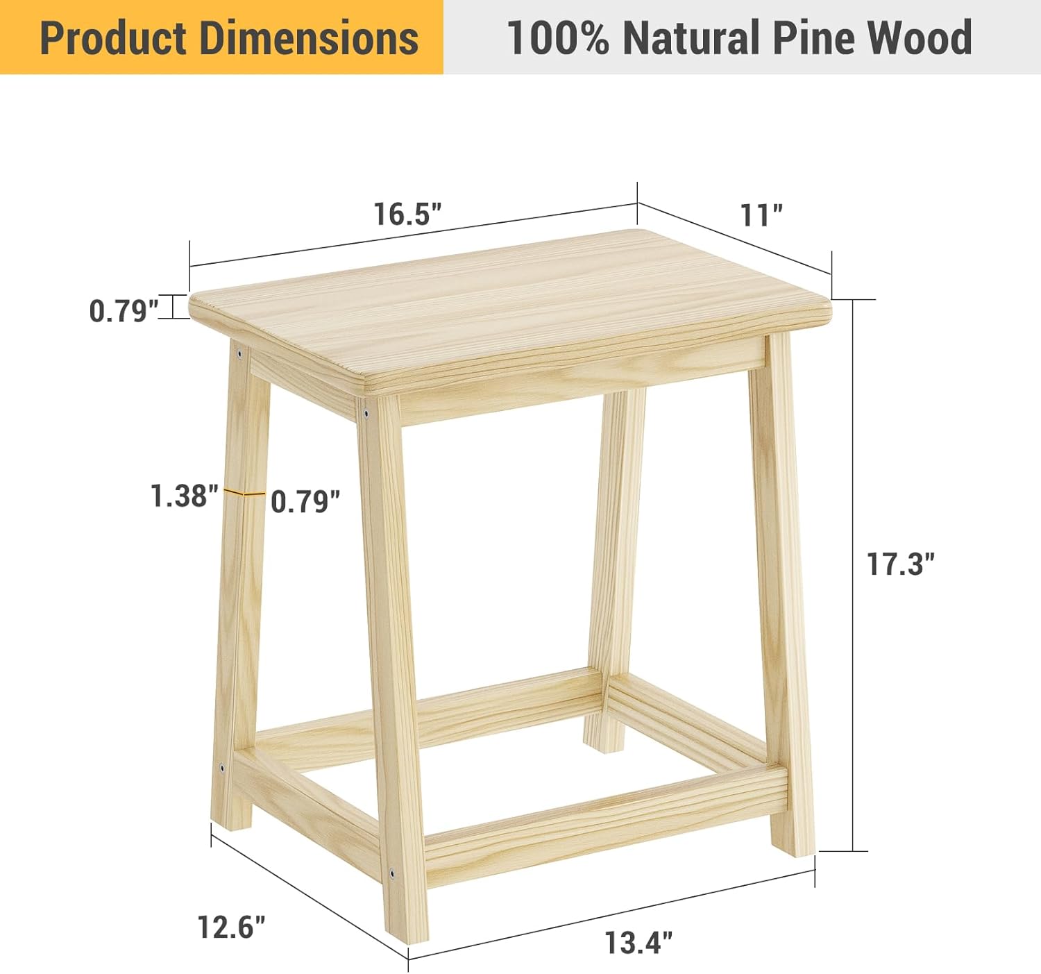 Wooden End Table Side Table Tall Seat Stool Dining Piano Stool wooden Plant Stand indoor bedside table Nightstand Plant Table Flower Pot Stand for Living Room Bathroom Bedroom Kitchen (Natural)