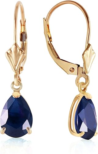 Galaxy Gold GG Pendientes de oro macizo de 3 quilates de 14 quilates, zafiro, Metal Gema, Zafiro