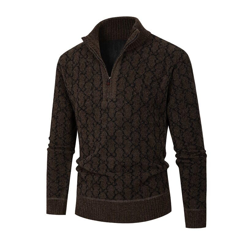 Men's Quarter Zip Sweater Slim Fit Casual Knitted Turtleneck Pullover Mock Neck Polo Sweater