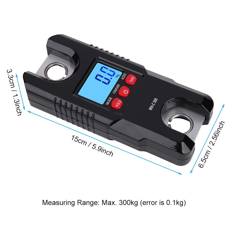 HERCHR Digital Hanging Scales, 300kg Portable Plastic Electric Digital Hanging Scale Balance Digital Fishing 2AA Battery Electric Scale with Hook Tool for Home Hunting Fishing