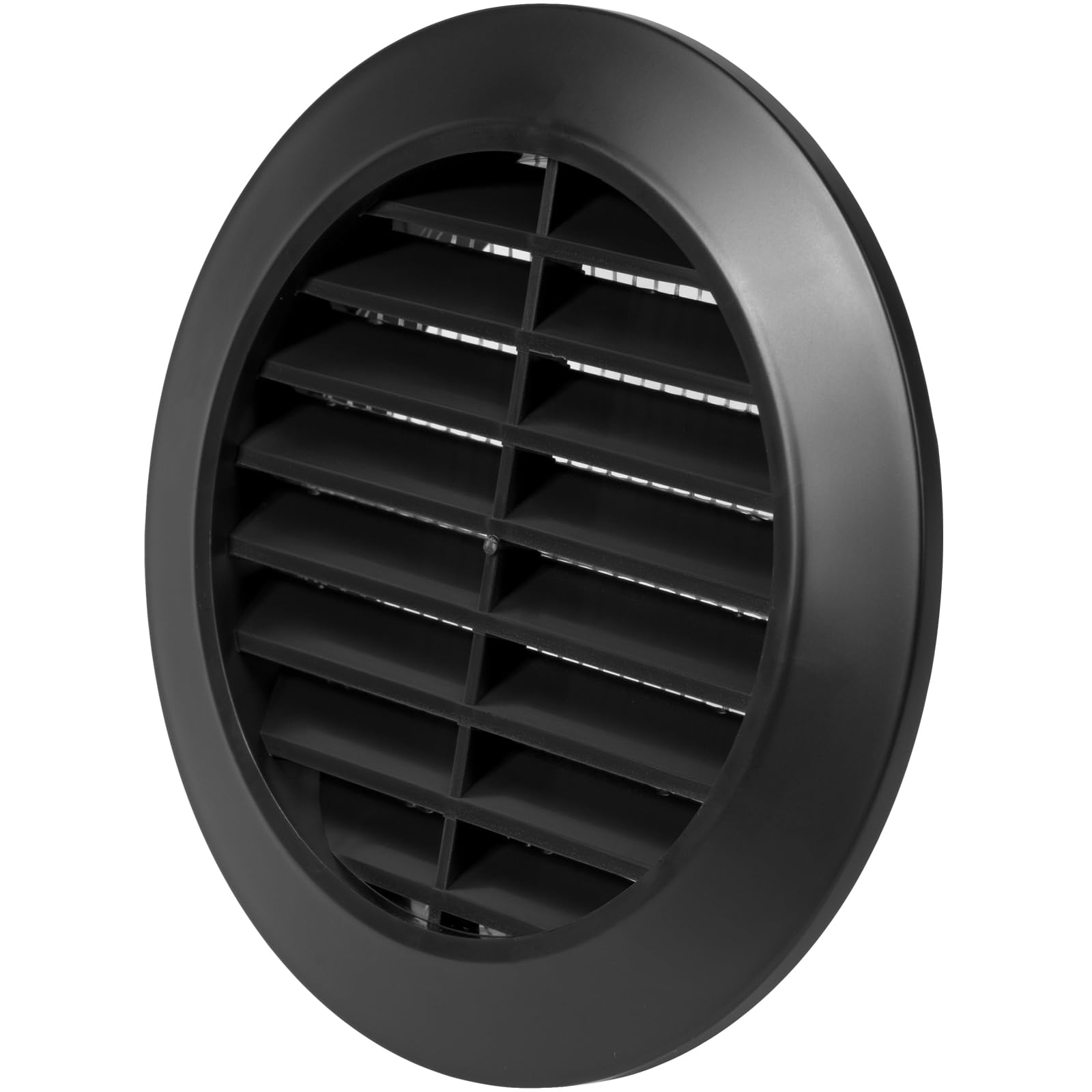 Vent Systems 80 mm / 3.15'' Inch Black Air Vent Cover - Round Ventilation Grille with Integrated Protective Mesh Screen - HVAC Vents for Bathroom, Home Office, Kitchen - Indoor & Outdoor Use