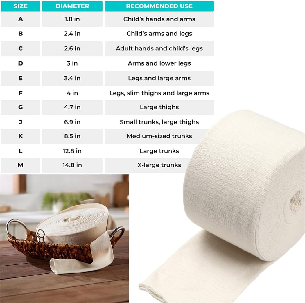 Tubular Bandages Elastic Support Bandage Size D Washable Compression Bandage Compression Wrap Roll for Arms Lower Legs 3in X 26ft