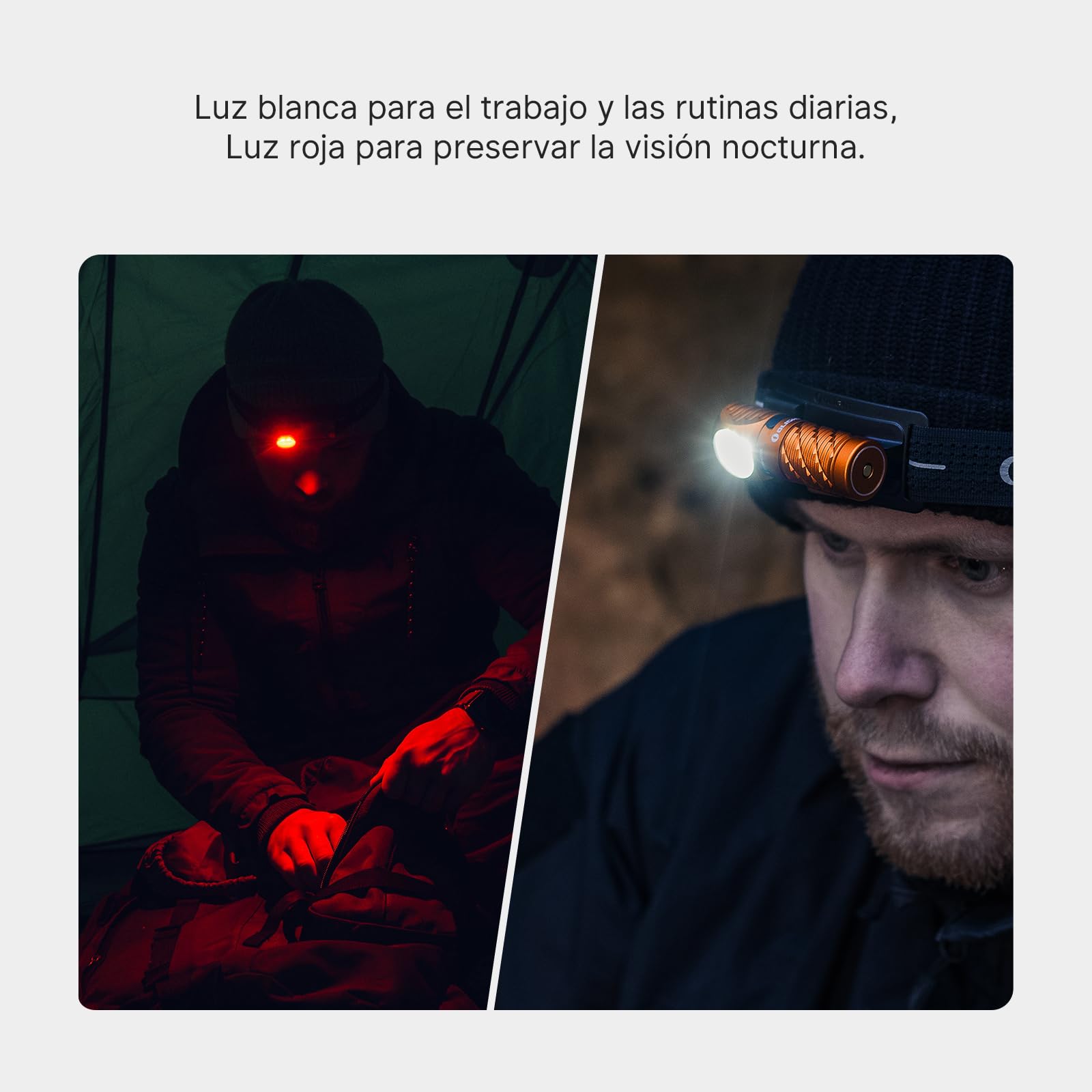 OLIGHT Perun 3 Mini Linterna Frontal LED Recargable de Ángulo Recto Combinando Blanco y Rojo Práctica y Funcional 1250 Lumens 155 Metros 10 Días Máx (Blanco Frío (5700k~6700k), Naranja)