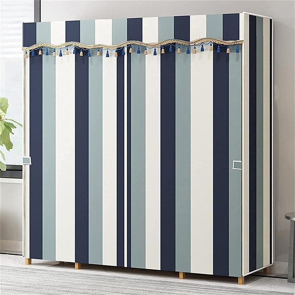 Bedroom Wardrobe Fabric Stripe Wardrobe Storage Organiser Open Portable Fold Wardrobe Dividers Clothes Rack (Size : 165 41 58CM) (165 * 41 * 90CM)