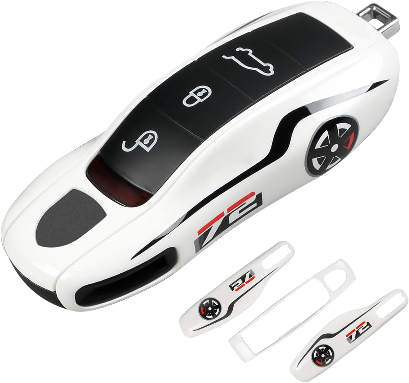 White No. 72 Key Fob Cover Compatible with Porsche Key Shell Key Fob Shell Replacement Compatible with Porsche Cayenne Panamera 911 718 Macan Boxster Cayman Old Style