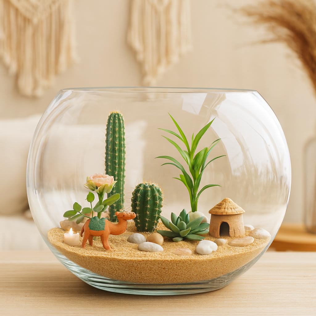 Shobhana Enterprises Glass Fish Bowl Aquarium, Decorative Bowl Home Aquarium for Fish (Pot 12 inch Large) (Transparent, Extra Large)-image-0