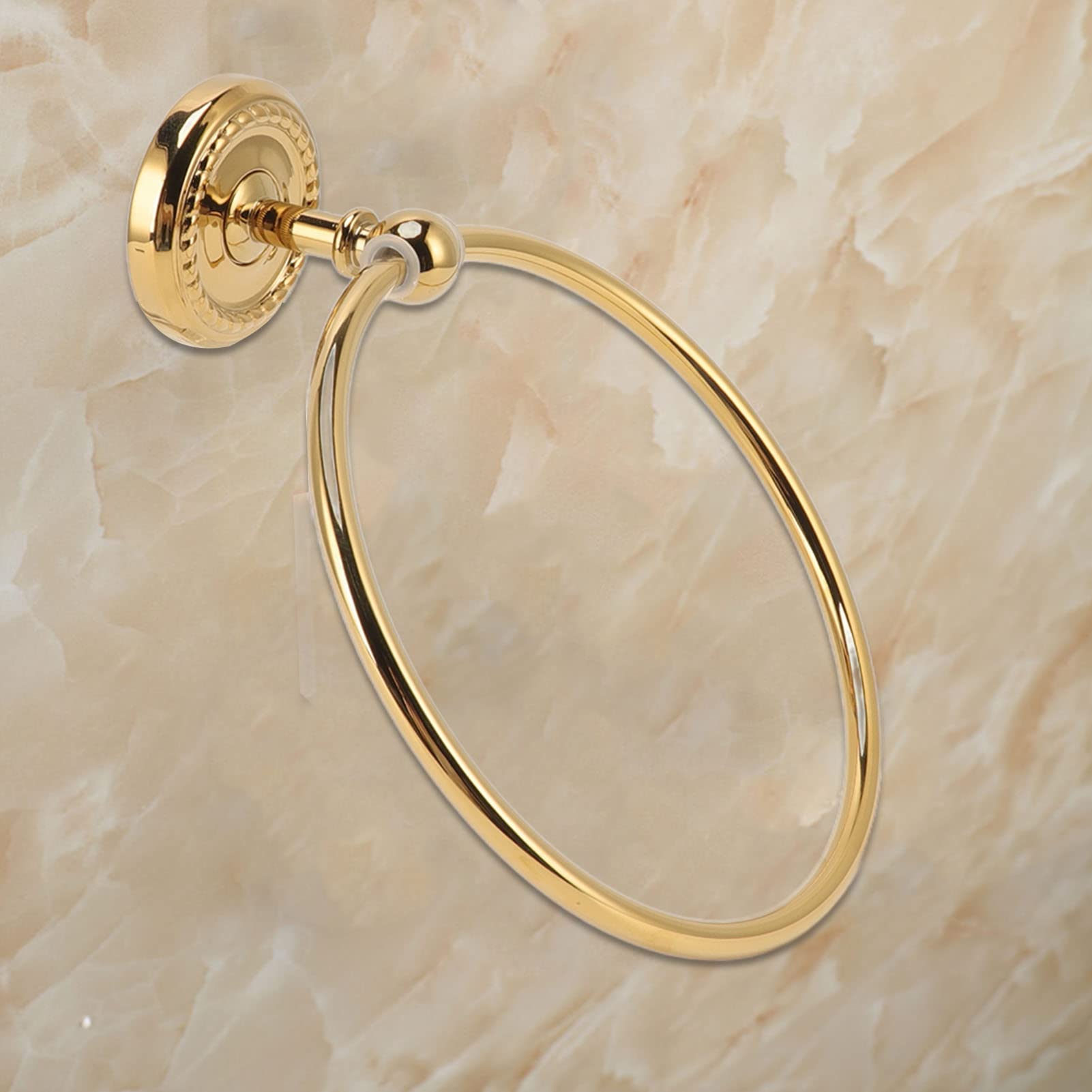 Hand Towel Ring Hand Bath Towel Holder Brushed Gold 18.5cm dia Stainless Steel Bathroom Modern Round Towelhanger Wall Mounted - Image 4