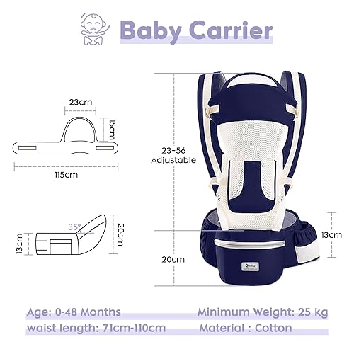 Miniatura 3 de Asiento de cadera para portabebés, taburete de cintura para niño, correa ajustable, adecuado para bebés de todos, recién nacidos, bebés y niños