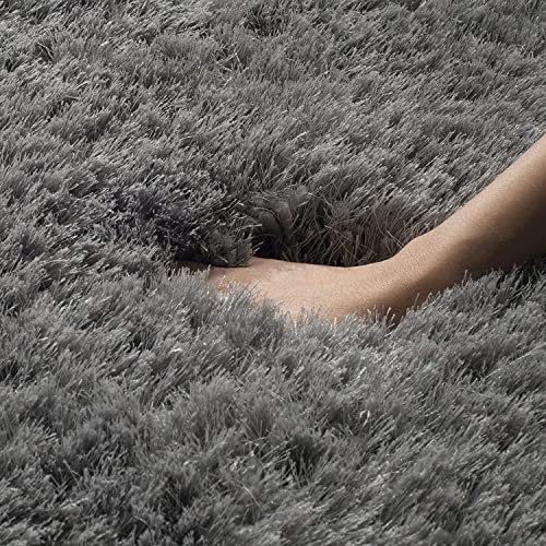 Image of Hand Woven Plain Shagg Collection with 2 Inch Pile Height Carpet for Living Room Size 6x8 Feet Coular Grey