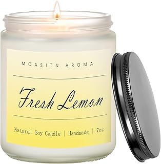 MOASITN Fresh Lemon Strong Scented Candles for Home| Natural Soy Jar Candle| Handmade Long Lasting Aromatheraphy Candle| W...