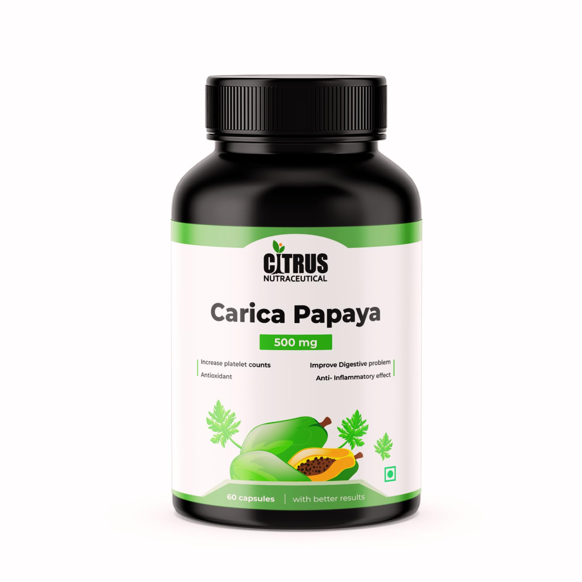 CITRUS NUTRACEUTICAL Carica papaya leaf extract capsule 500 mg- 60 Capsule-image-41