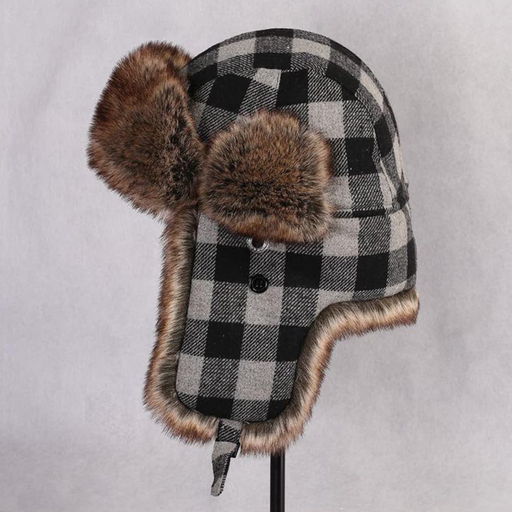 Berretto Invernale da Uomo Donna,Cappelli Russo con paraorecchie, in Pelliccia Sintetica, Cappello da Aviatore Caldo,Lo Sci, Lo Pattinaggio