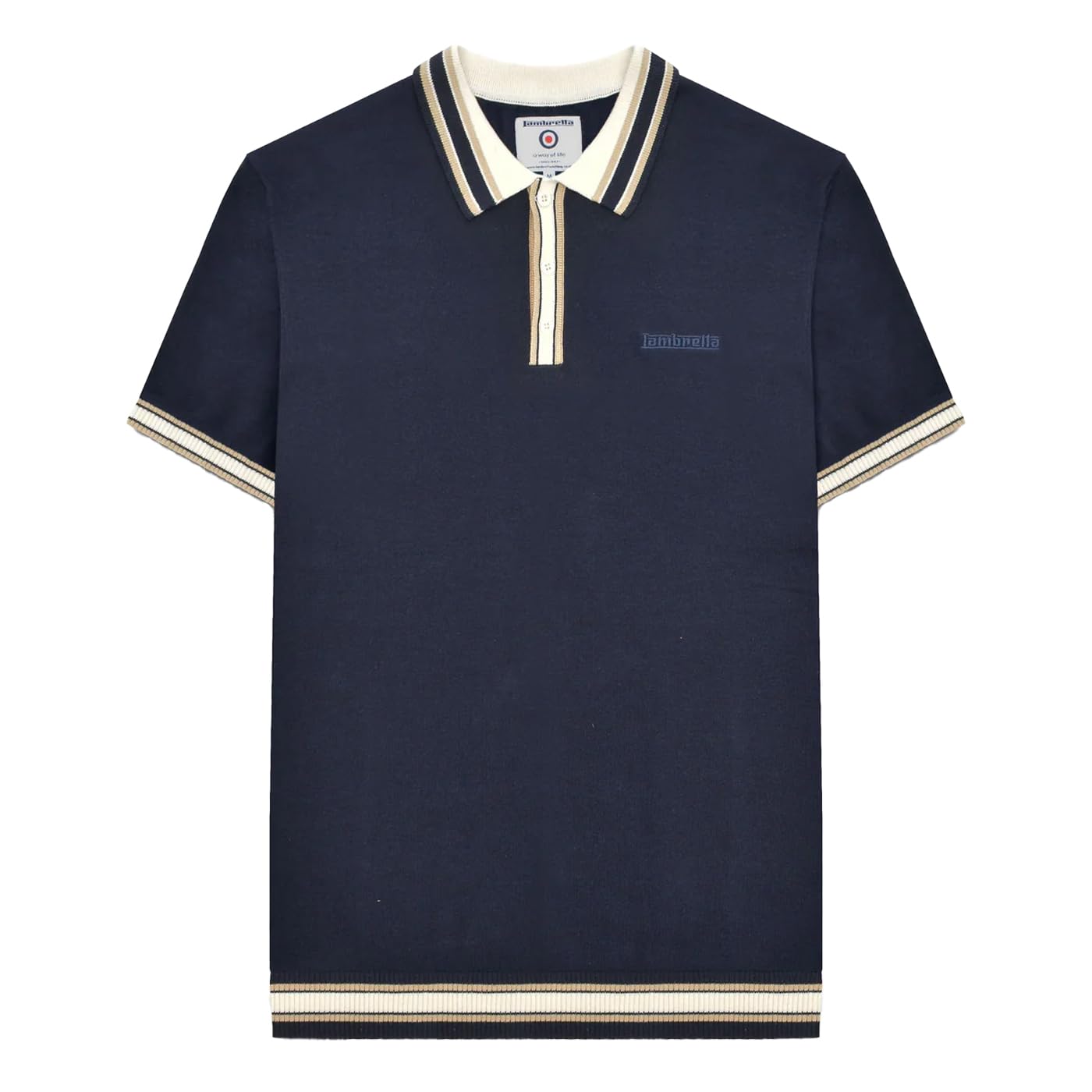 Lambretta Mens Knitted Polo Shirt (UK, Alpha, 3XL, Regular, Regular, Navy)