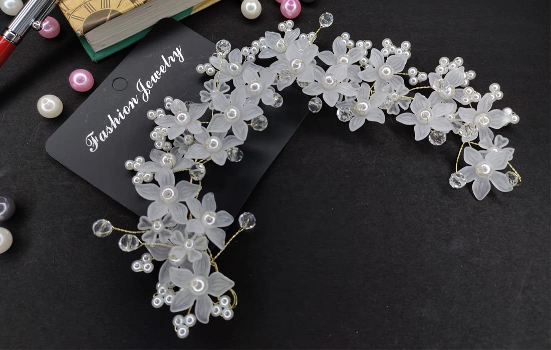 Rose Petals Women Crystal Pearl Hair Vine Tiara Hair Accessory Headband Headdress Hair Jewellery | Hair Pin| Bun| Hair Clip For Bridal Wedding Functions (B0BSDDPKPH) Amazon Price History, Amazon Price Tracker