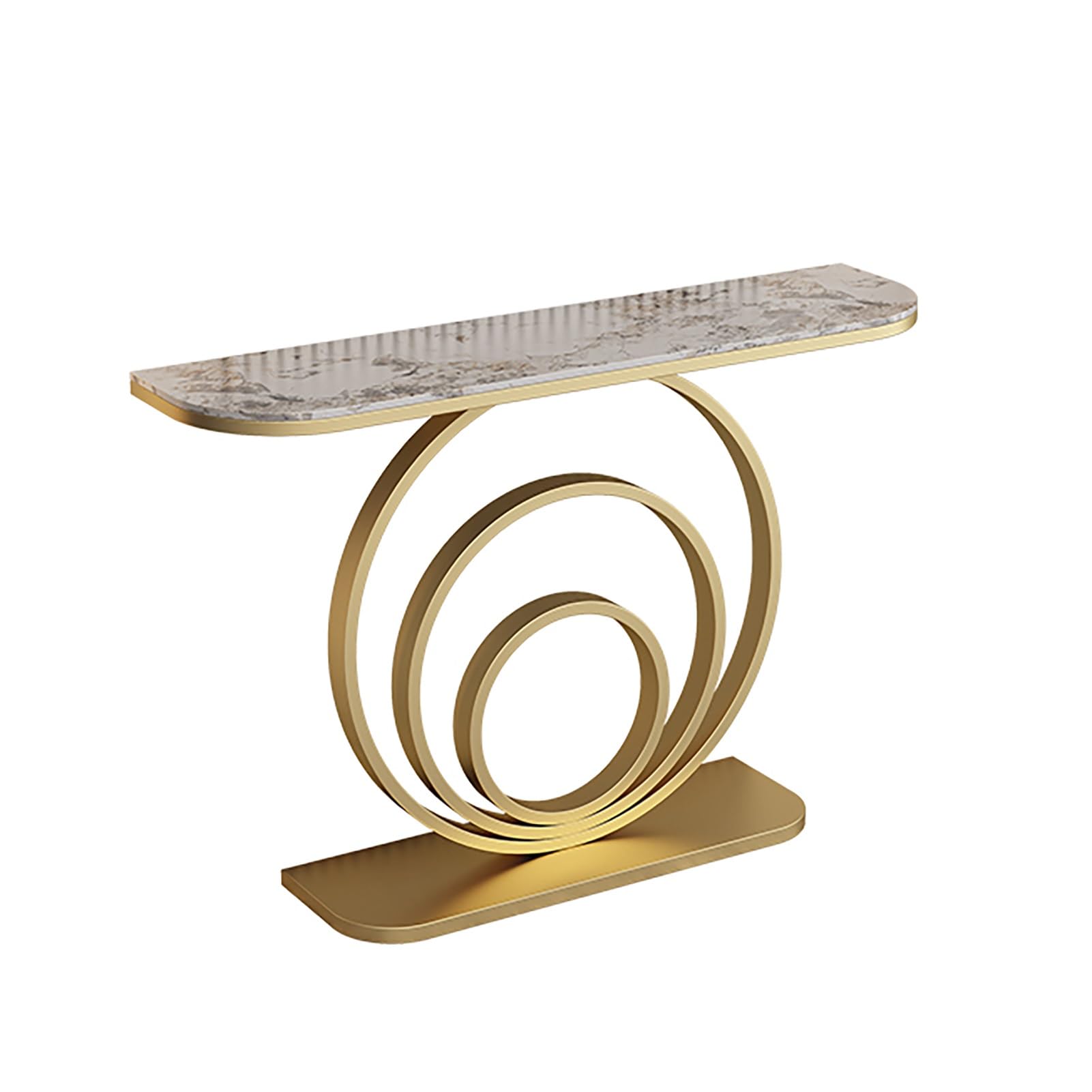 Consola geométrica mesa de entrada marrón y metal recibidor estrecho 80 x 30 cm