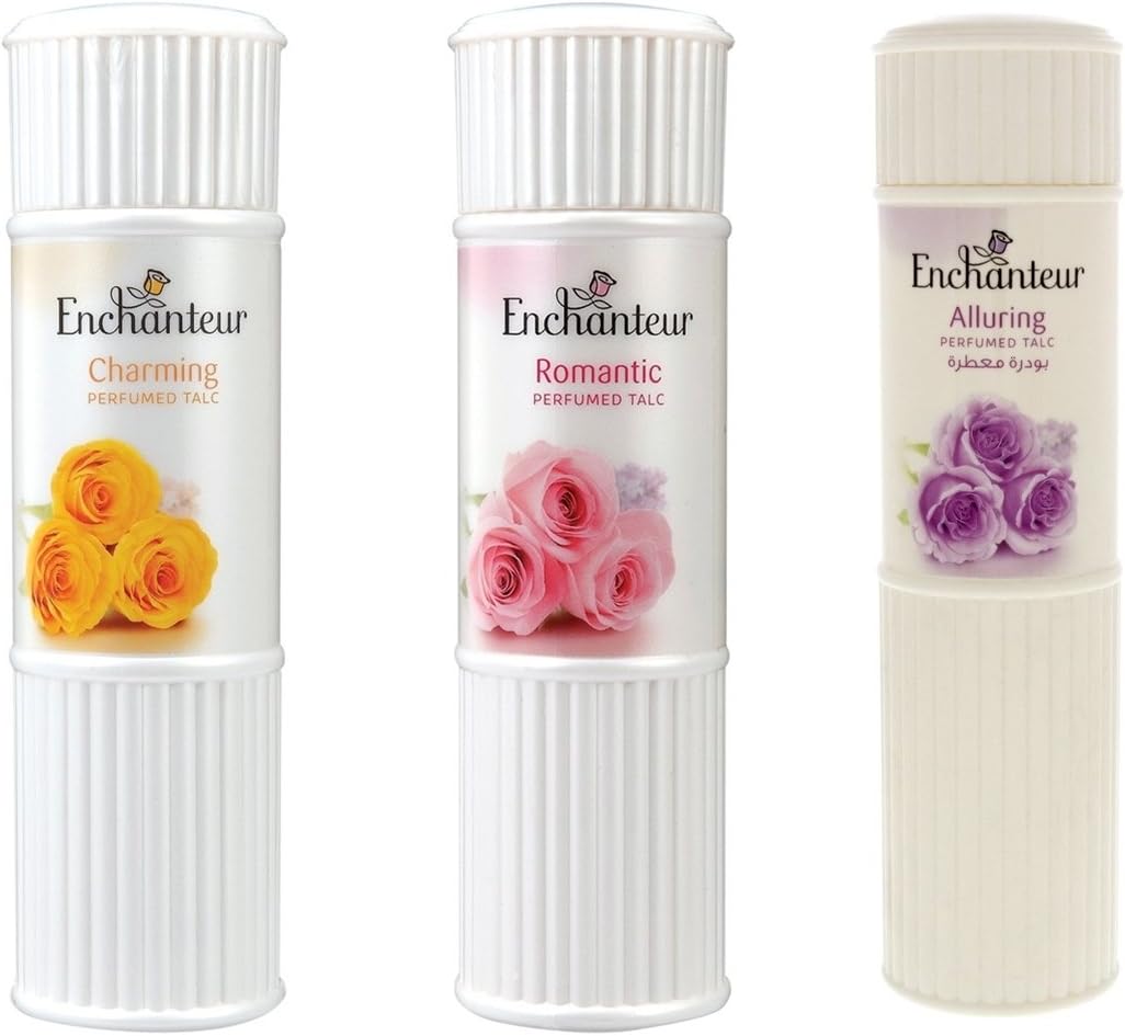 Enchanteur Perfumed Body Talcum Powder Charming, Romantic & Alluring Scent (Pack of 3 X 200 g / 7.05 Oz)