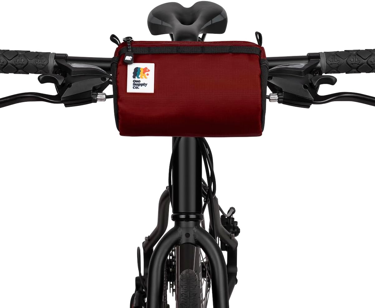Oso Supply Co Handlebar Bike Bag – Water-Resistant Hard Shell with Quick-Access Zipper, Side Mesh Pockets, and Spacious Storage – Ideal for Cycling, Commuting, and Adventure Rides (Purple)