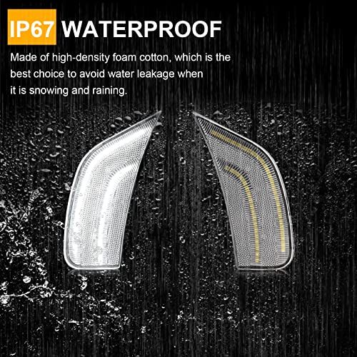 Image of Clear Lens LED Side Marker Lamp Replacement For 2021-2024 Yukon /Yukon Denali /Yukon XL /Tahoe /Escalade /Suburban /Escalade ESV Driver Passenger Side markers Lamp White Front Fender Light