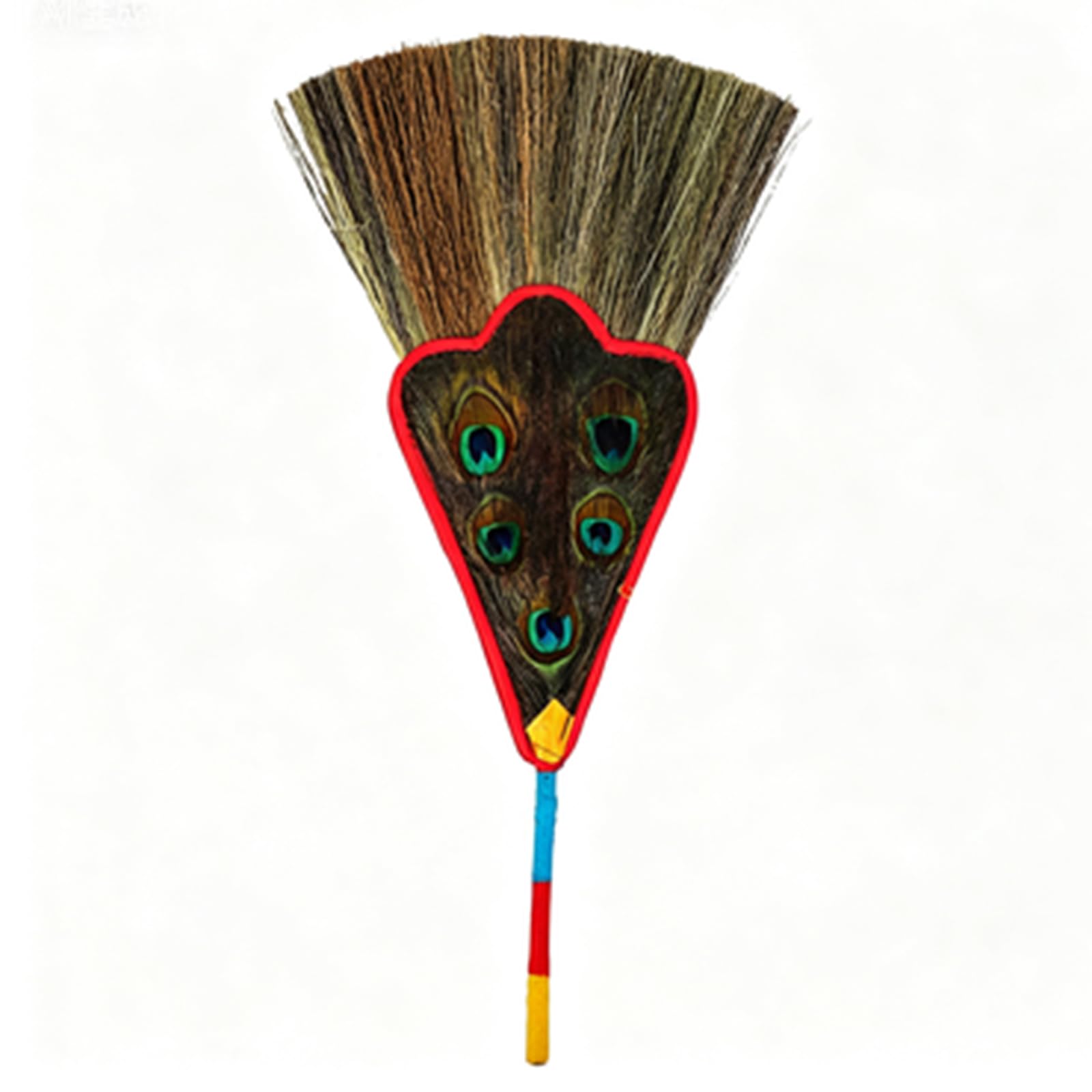 Buxuaaaa Auspiciously Grass Satins Peacocks Hand Fan Tibetan Decoration for Living Room and Buddhism Theme Collectibles Gift Cultural Fan
