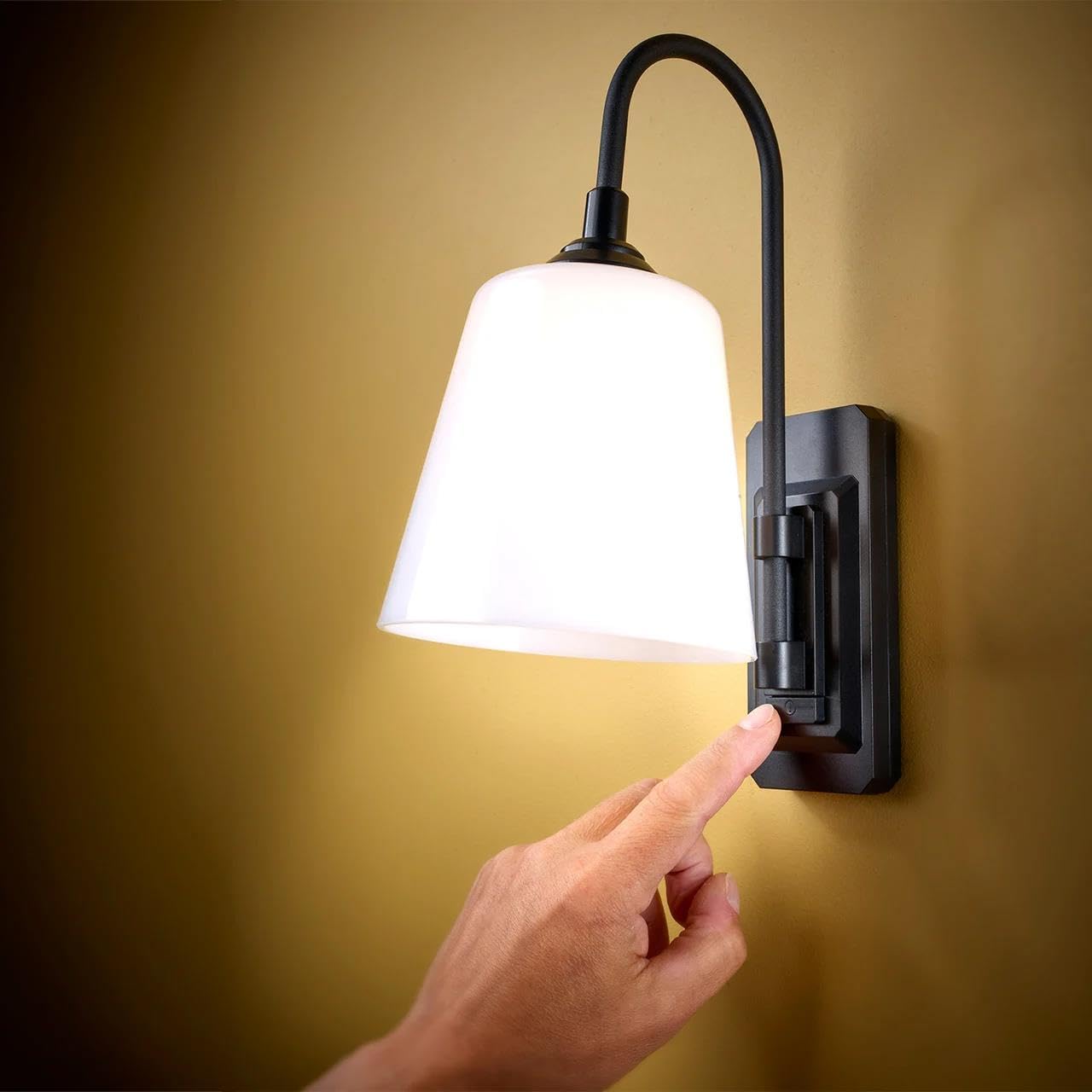mysmartbuy Battery Powered Cordless Wall Lamp - Adjustable LED Spotlight Uplighter - Black