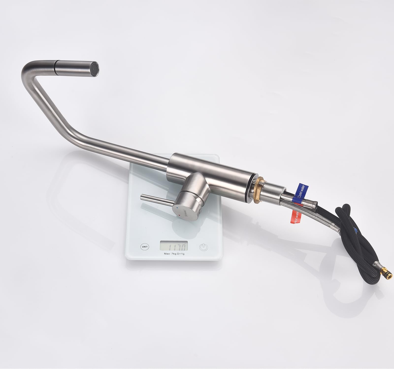 Krobec grifo cocina extraible, grifos de cocina, grifos cocina fregadero, grifo cocina flexible, giratorio 360°, Núcleo de válvula de cerámica, acero inoxidable.