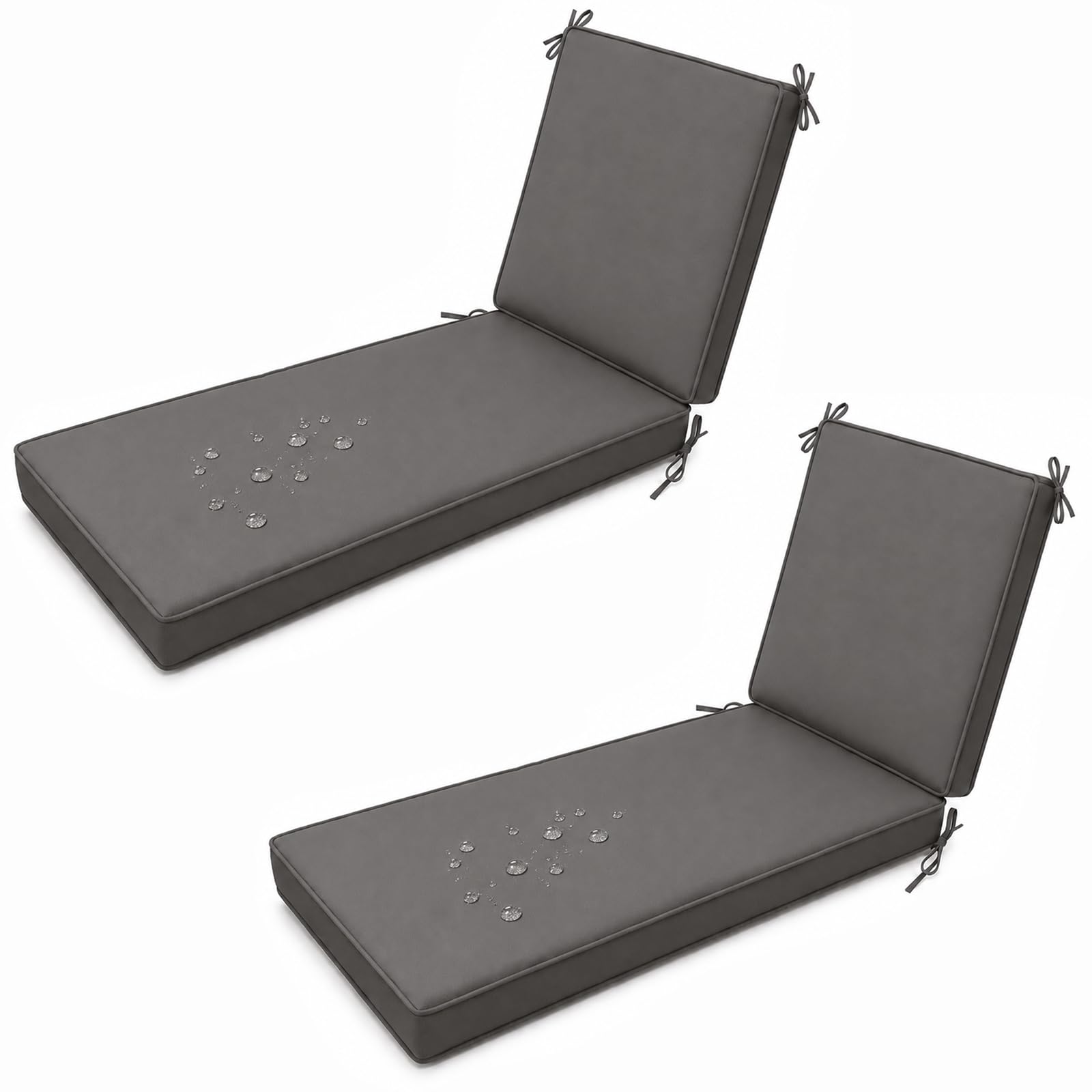 Waterproof Sun Lounger Cushion, Thick Padded Garden Recliner Chair Cushion