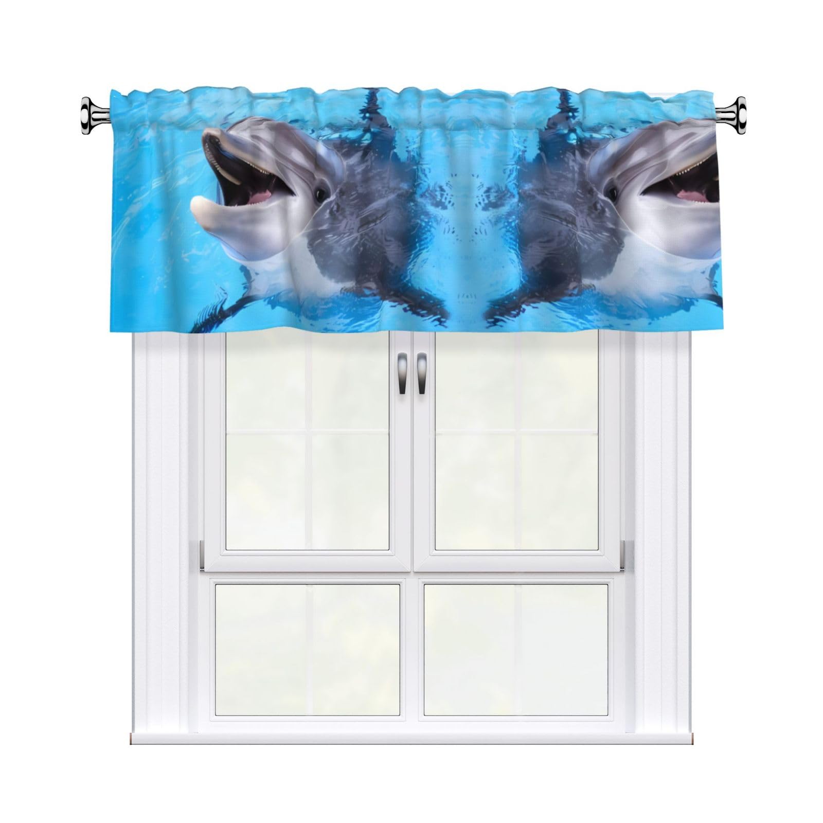 WHJSSF Dolphin Prints Housewarming Gift – Peach Skin Window Valance 54x18 for a Cozy Kitchen Refresh