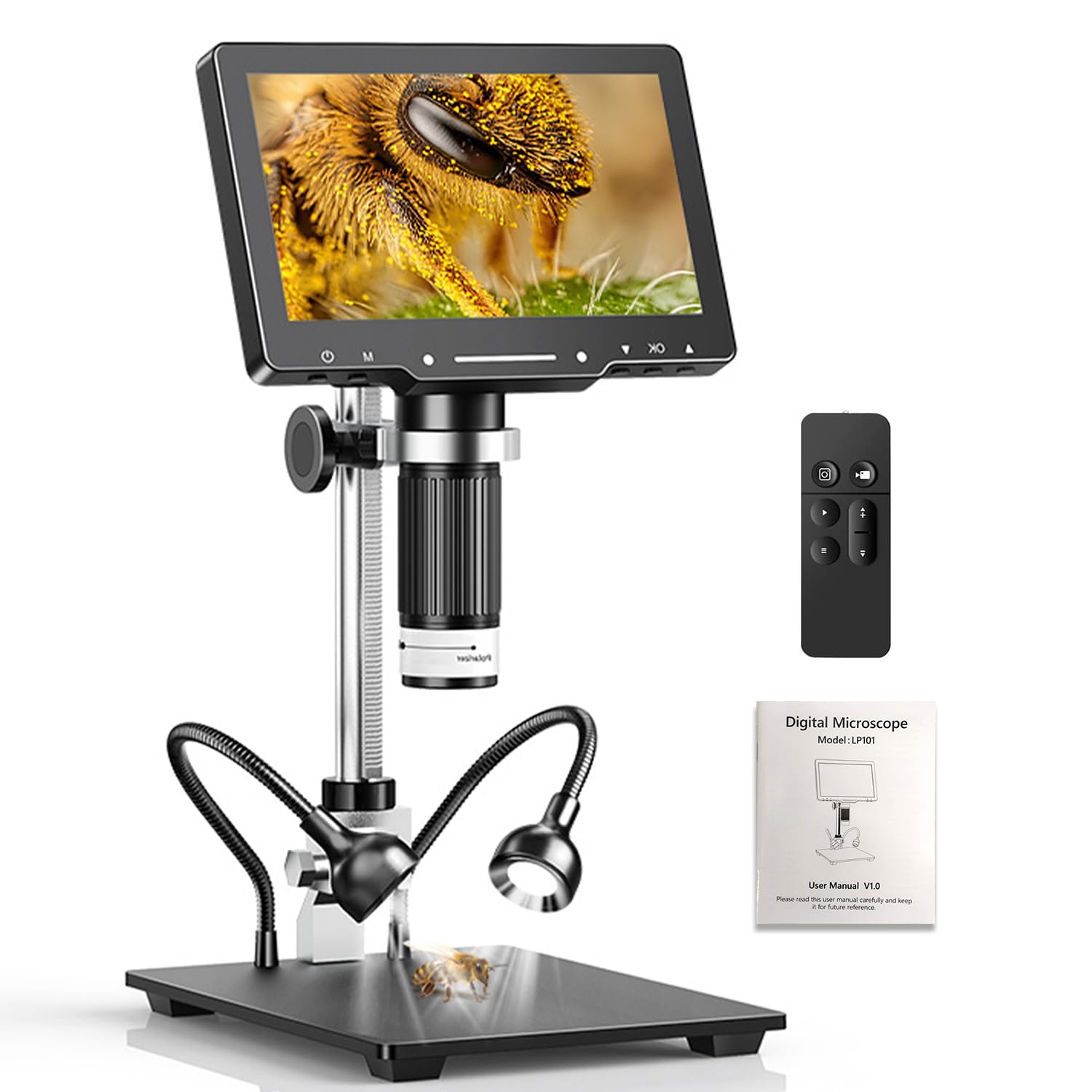 amiciTools HDMI Digital Microscope, 1600X Magnification with 1080P FHD Video Record and 10.1Inch LCD Display for PCB/Watch Repair Work-image-4