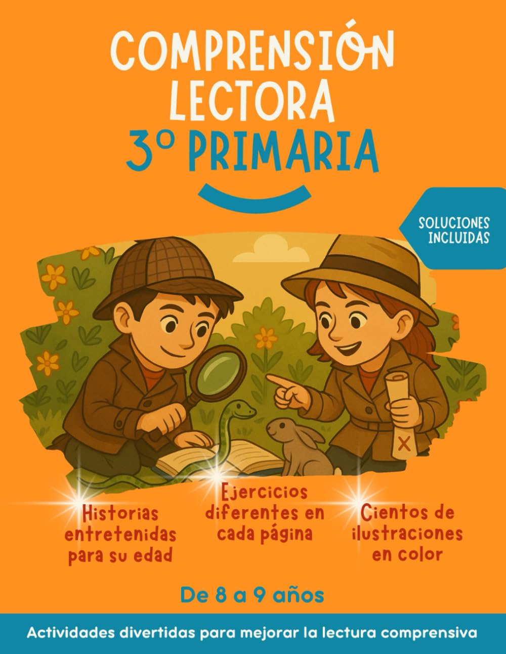 Comprensión lectora 3 primaria: Historias entretenidas, ejercicios diferentes en cada página, con ilustraciones a color. Actividades divertidas para ... la lectura comprensiva. Soluciones incluidas.