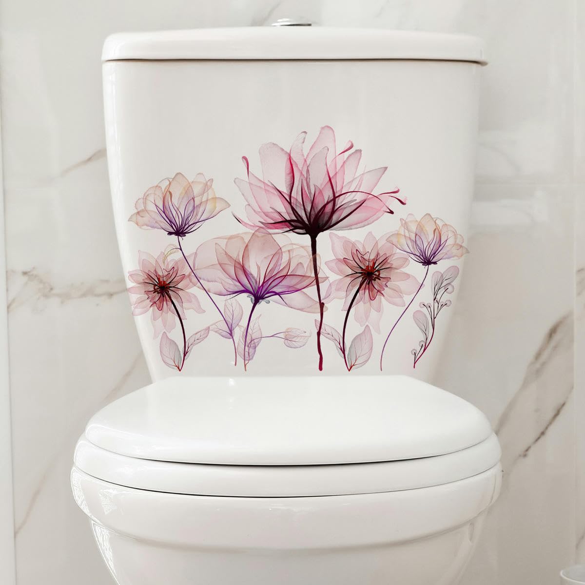 Badkuipstickers Wc-Deksel Sticker Bloem Patroon Vinyl Kunst Waterdicht Behang Verwijderbare Badkamer Stickers Wc Toilette Poster-8