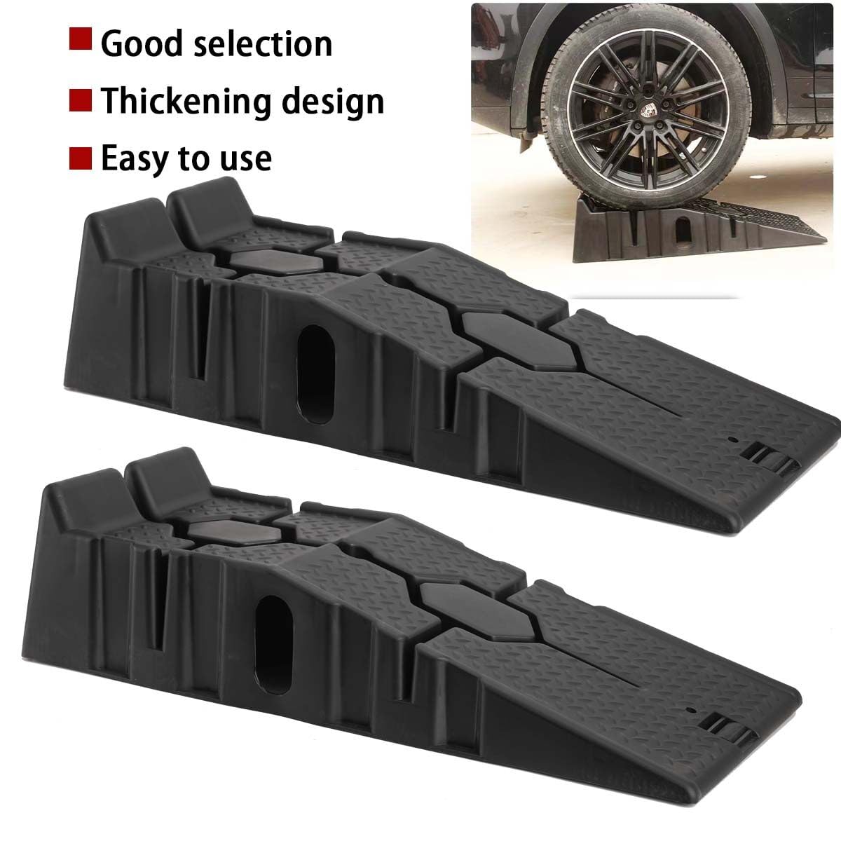 Auffahrrampe 2 Stück Set PKW Auffahrrampen Auffahrkeile für Wohnmobil Fahrzeuge, Hebebühne Kunststoff KFZ PKW Rampe Auto