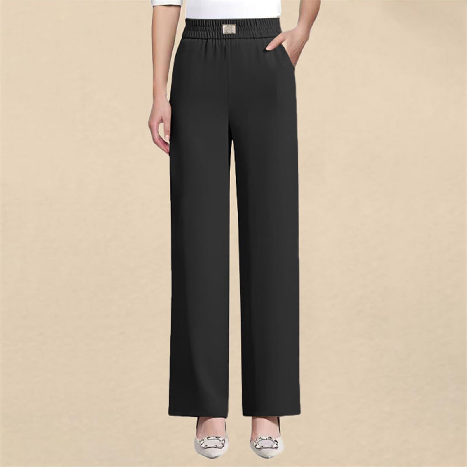 Pantalones de chándal para mujer, corte recto, pantalones deportivos para mujer, pierna ancha, pantalones de ocio, elásticos, elásticos, pantalones de palazzo, pantalones de mujer, pantalones de