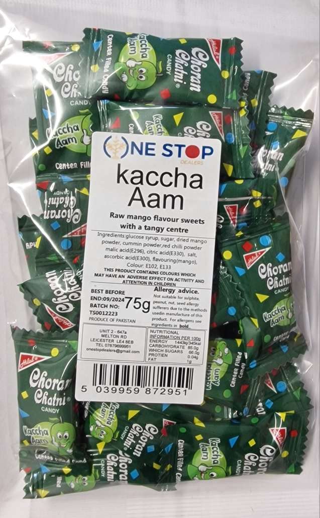 ONE STOP DEALERSVaried Flavored Candies-Different Flavours-Eat Anywhere or Anytime-Good choices for gifts-Long lasting-Easy to Carry-More Popular in Kids (One Stop Kacha Aam Candy 75gram, Pack of 1)