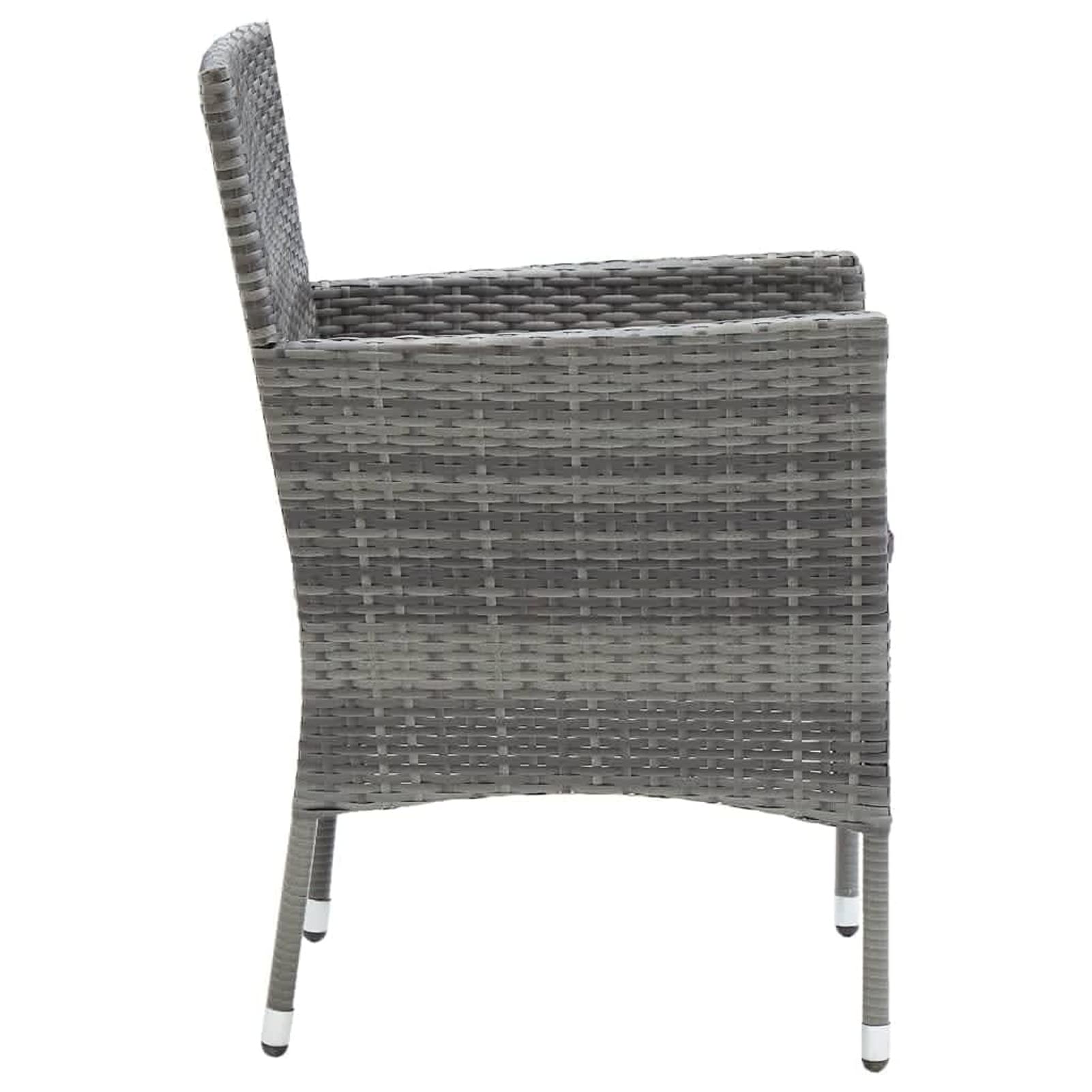 Juego de Comedor de Jardín con Mesa de Vidrio y Sillas de Ratán para Exterior - 8 Piezas, Color Gris