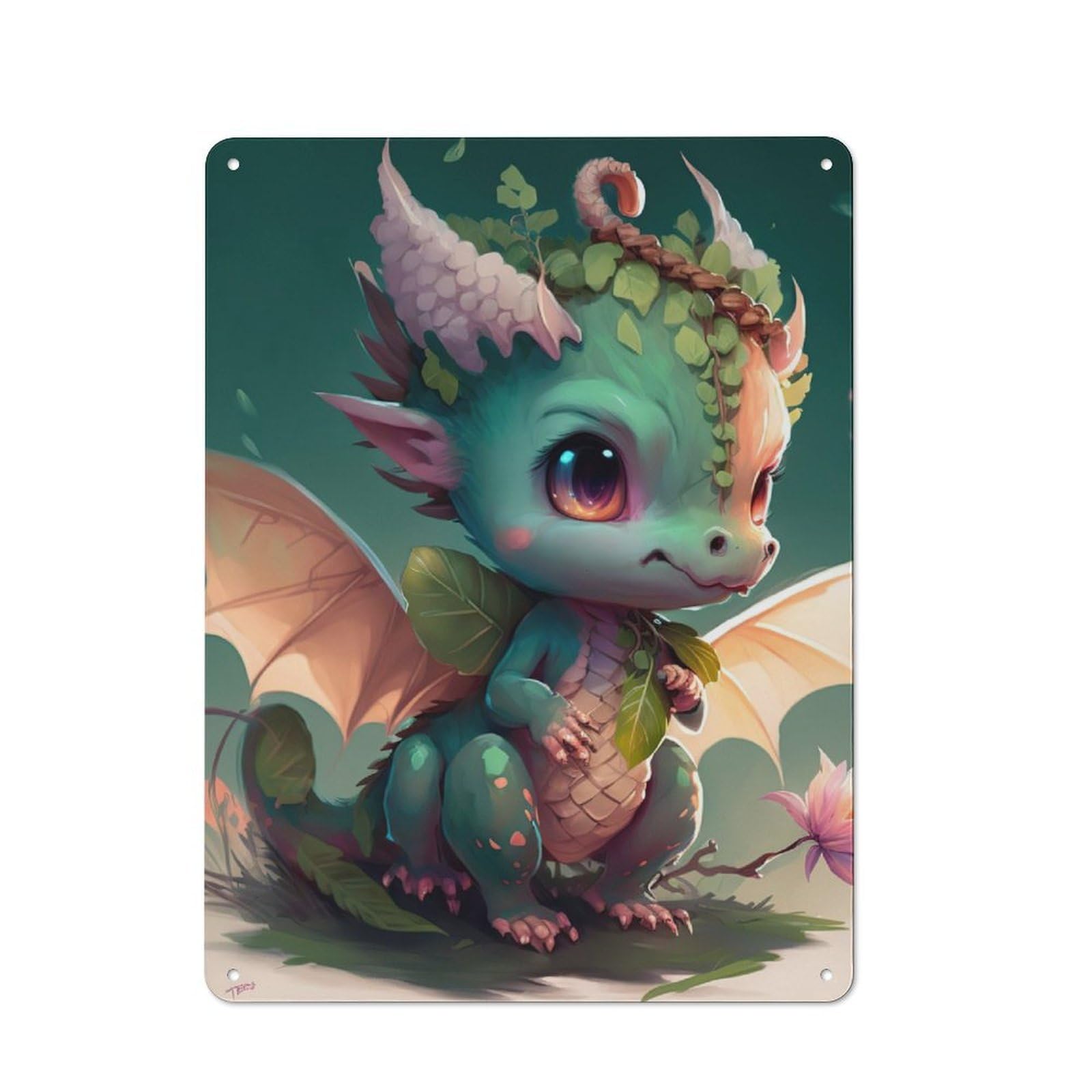 Junmoney Baby Dragon Vintage Tin Sign 40X30cm With For Workshop Wall, For Makers And Diy Enthusiasts, For Retro Home Interiors