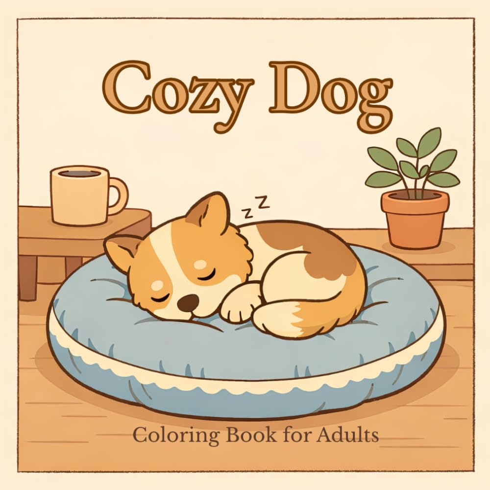 Cozy Dog: A Relaxing Adult Coloring Book with 40 Cute & Cozy Dog Illustrations