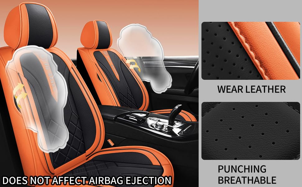 HONCENMAX Auto voorstoelhoes, kussen, ademend, antislip, rugbekleding, autostoelbescherming, universele pasvorm voor de meeste auto's, vrachtwagens, SUV's of bestelwagens