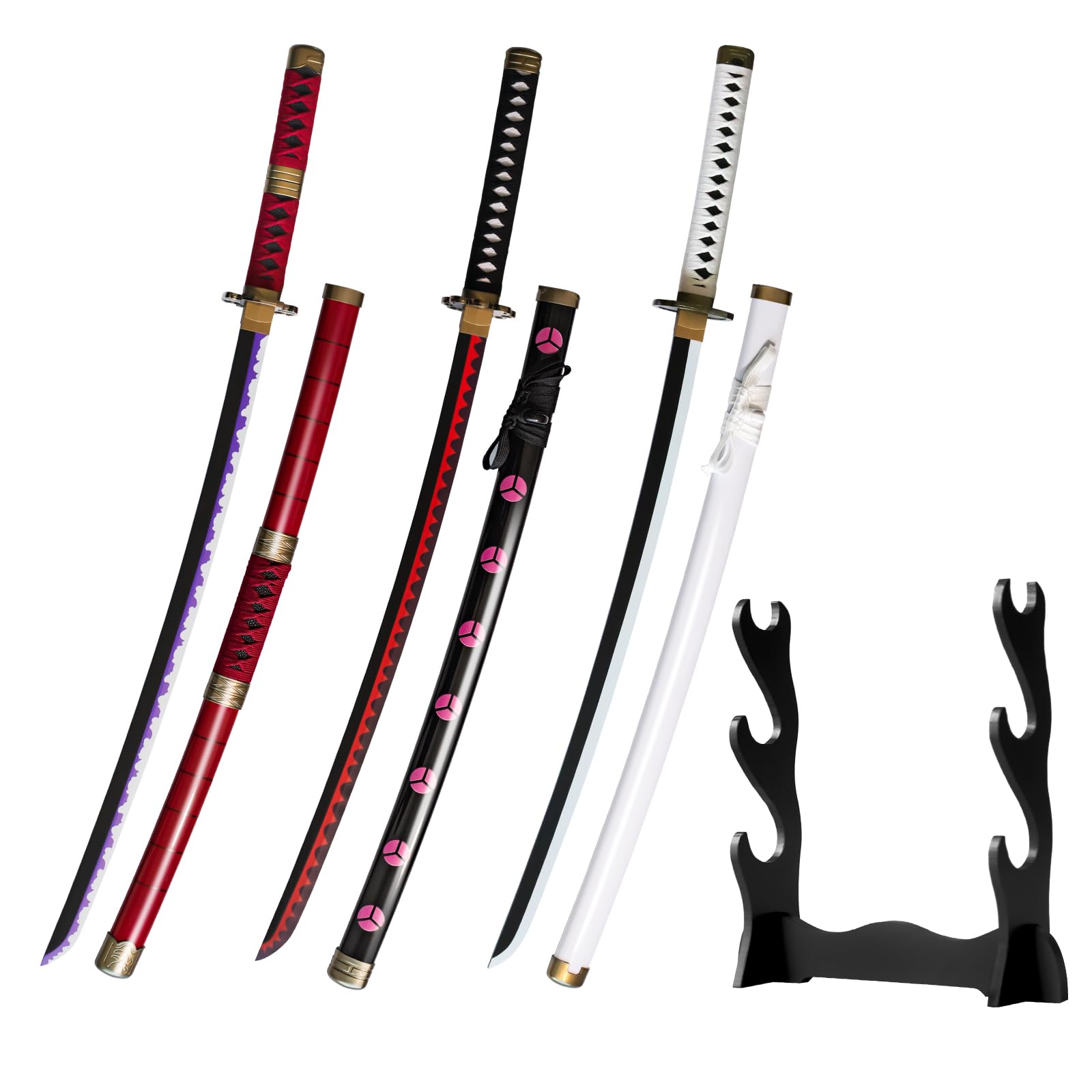 Bambus Cosplay Anime Katana Schwert,Zoro Katana mit Scheide,Holz Katana,Zorro Schwert für Rollenspiele Dekorationen and Geschenke (Kitetsu/Shisui/Wado Ichimonji)