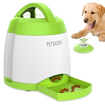 PETGEEK Interactive Dog Toys IQ Training Treat Dispensing Automatic Dog Cat Feeder with Portion Control, Cat Puzzle Feeder Dog Treat Dispenser with USB Charge Treat Dispenser Indoor or Outdoor Play