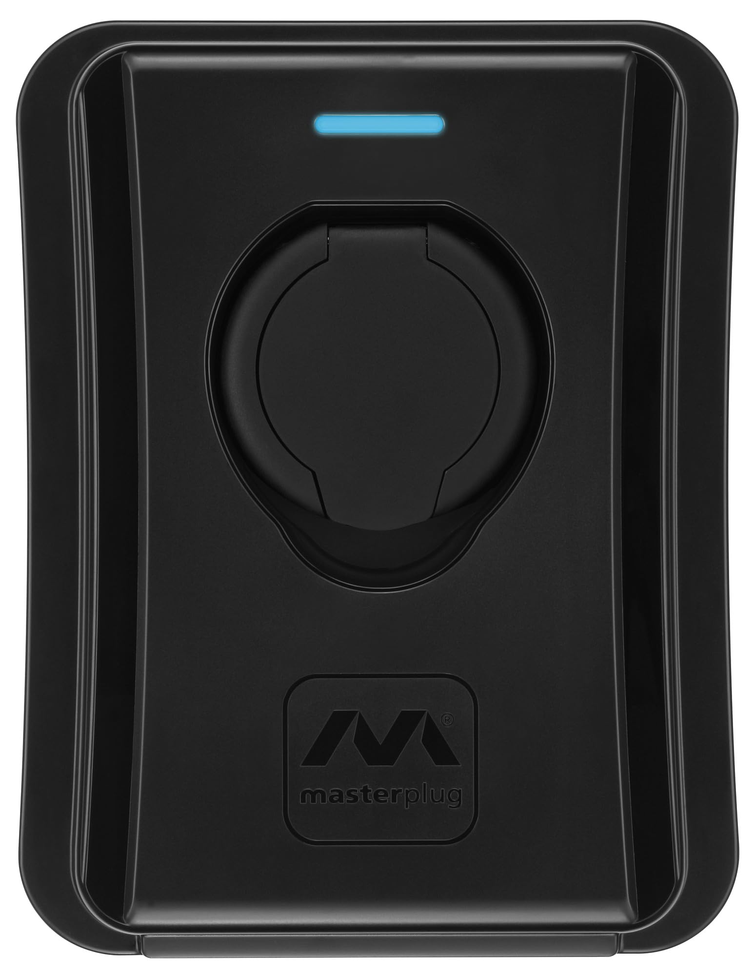 Masterplug Inteligentna Stacja Ładowania Wallbox do Pojazdów Elektrycznych i Hybrydowych Typu 2, z Gniazdem, Tryb 3, Automatyczna Blokada, Jednofazowa, Wi-Fi, Czarna, IP65, 7.4kW, 32A, EVCM3SS7B/EU
