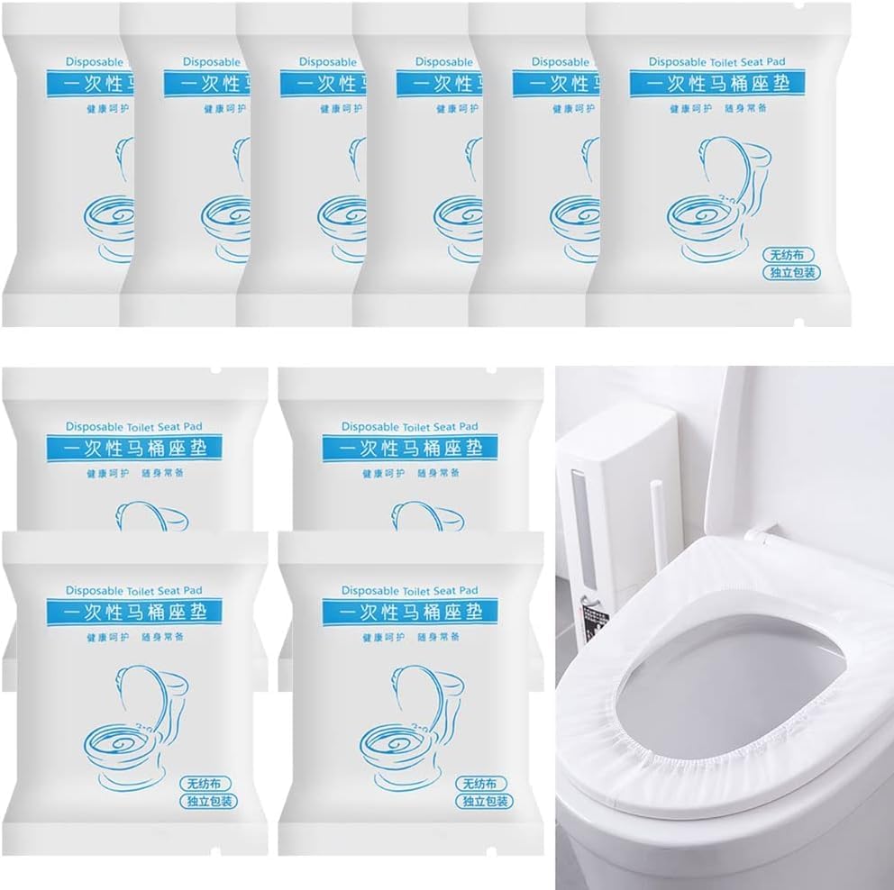 Disposable Premium Elastic Band Toilet Seat Cover, Portable Waterproof Universal Fit Toilet Mat Independent Packing for Travel, Public Toilets and House Guests Use 10 pcs-image-43