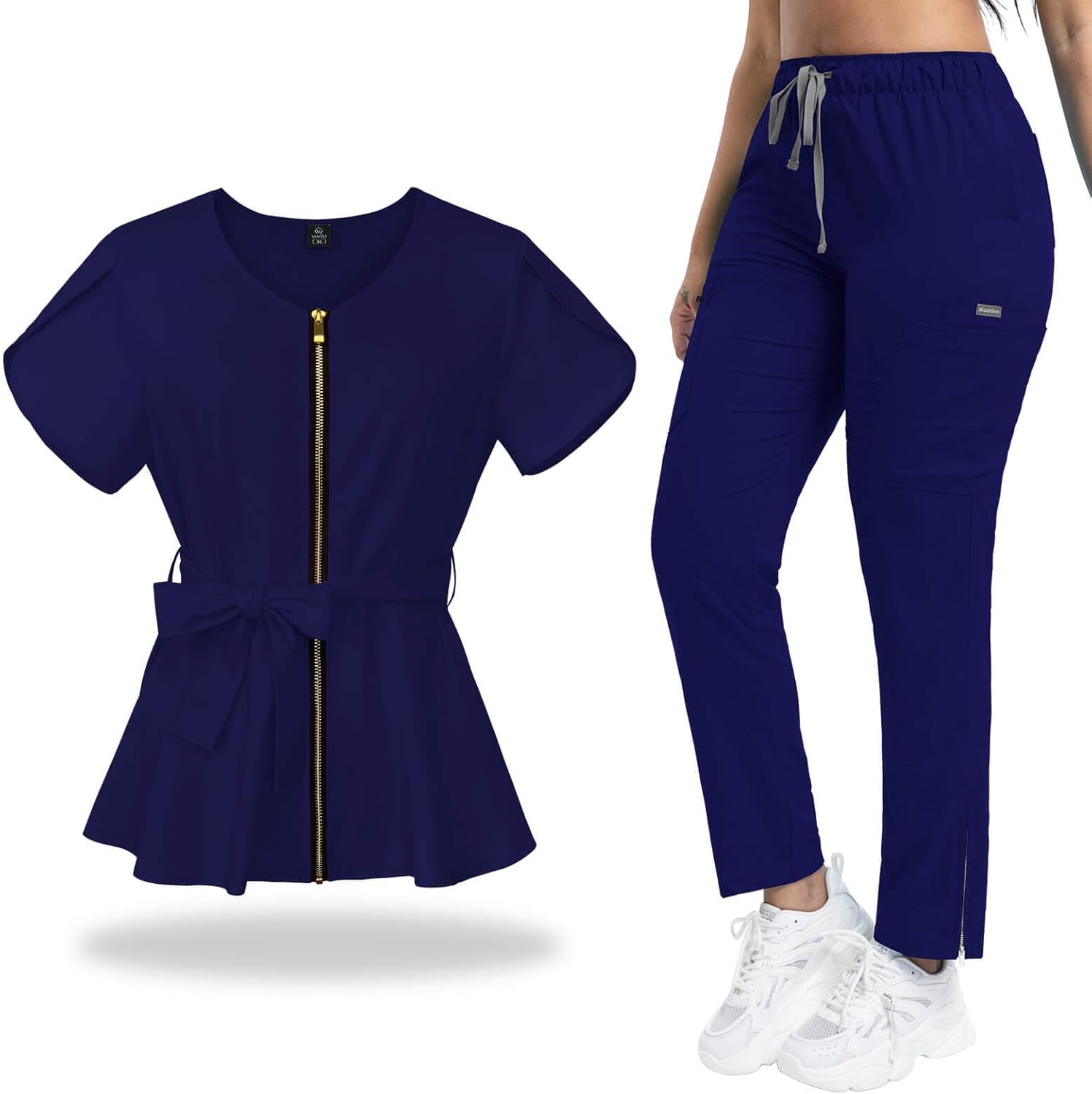 VIAOLI Scrubs for Women Set Modern Scrub Top and 8 Pockets Jogger Pants Medical Nursing Uniforms Scrubs Set Clearance