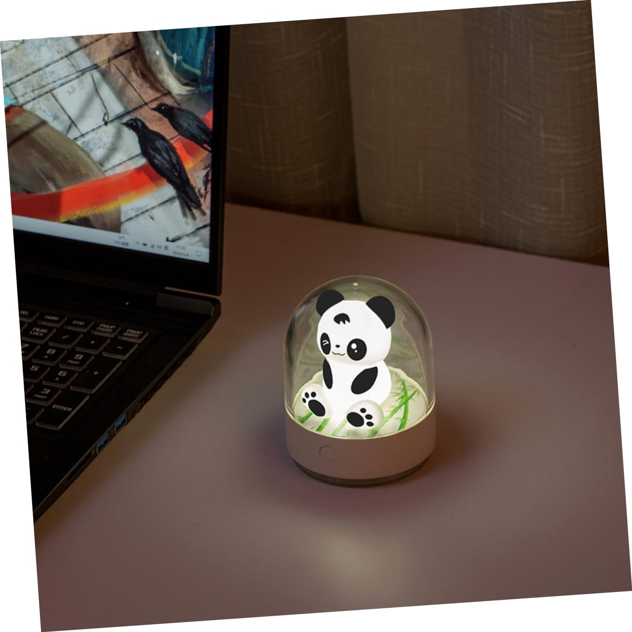 2 Piezas Lámpara Nocturna Infantil USB con Aroma Diseño Panda Luz LED Recargable para Dormitorio y Habitación