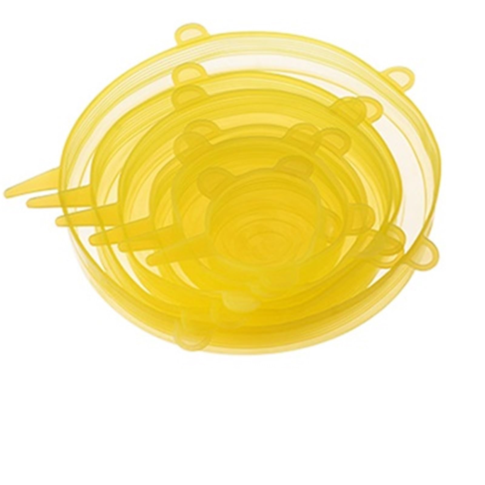 3Sets Reusable Silicone Stretch Lids Kitchen Fresh Keeping Covers Compression Universal for Bowls Jars(Yellow)