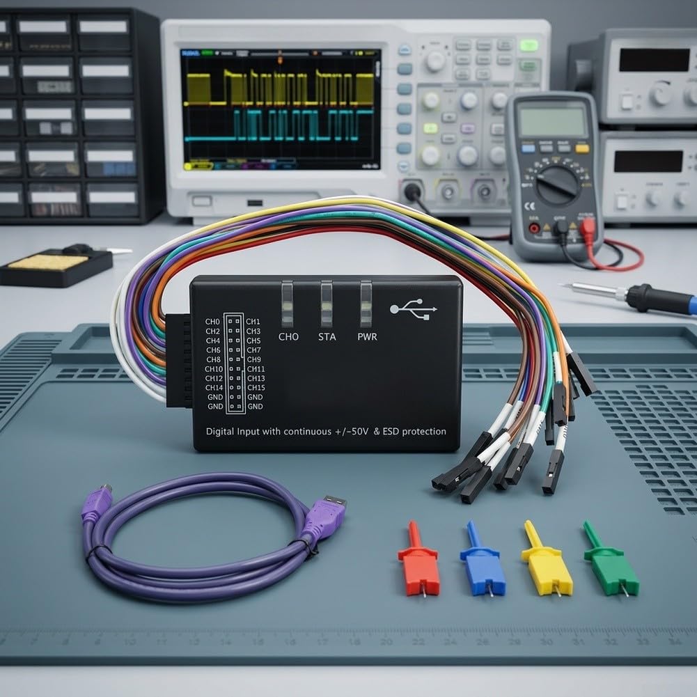 USB Logic Analyzer 16-K 100MHz Abtastrate für Multi-System-Digital-Signalüberwachung und komplexe Schaltungsdebugging Aufgaben
