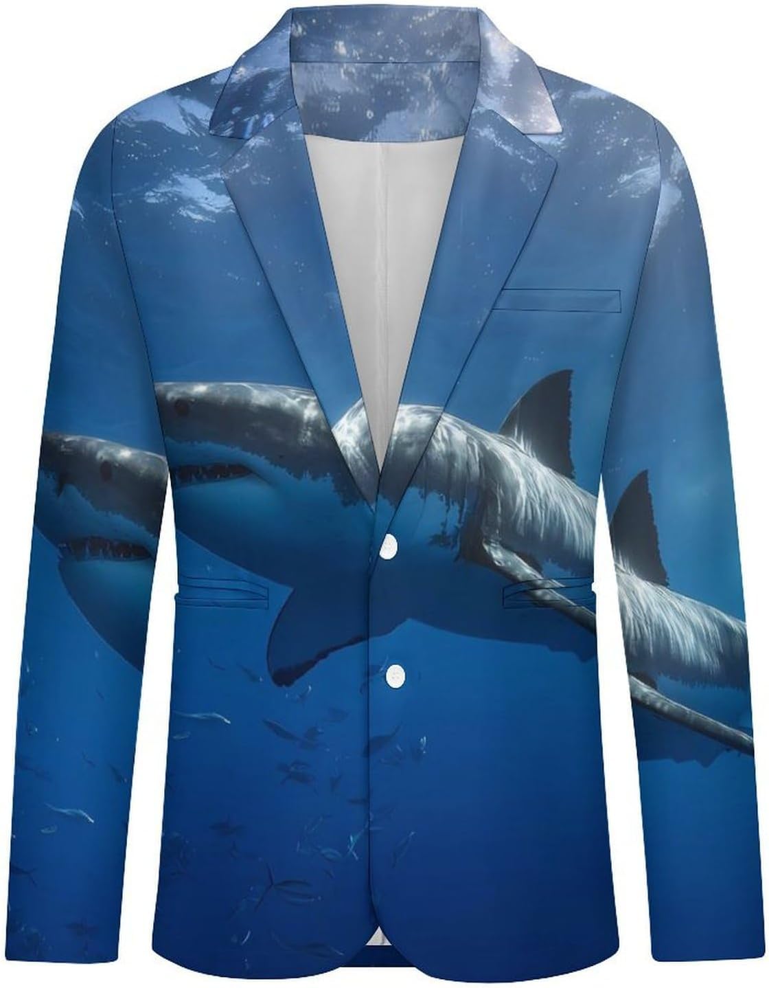 Shark Suit Jacket for Men Print Coat Jackets Dress Suits Party Wedding