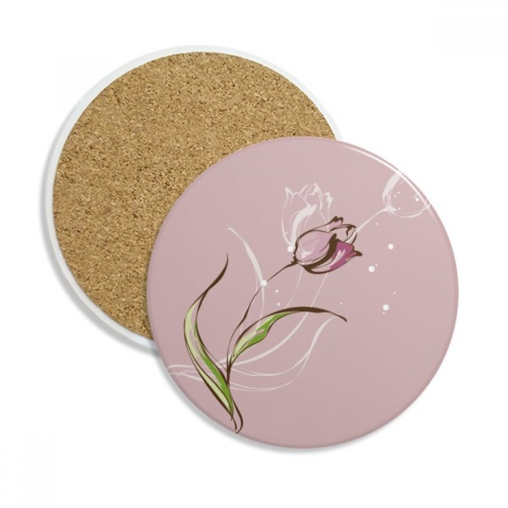 Coaster en céramique Fleur Tulipe absorbant pour tasse et verre - Lot de 2 dessous de verre