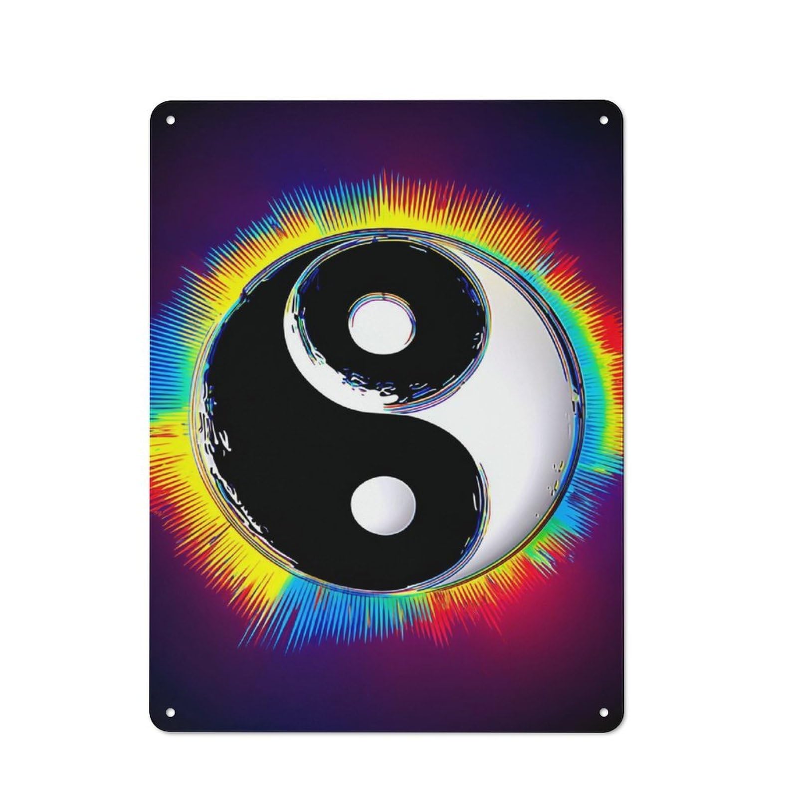 Nostalgic Colorful Yin Yang Symbol Art -1 Metal Wall Sign 40x30cm, Classic Pub Decor for Bar, Kitchen, Garage Or Games Room